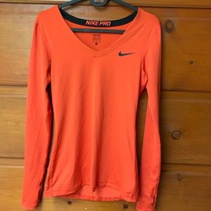 Nike Pro orange long sleeve